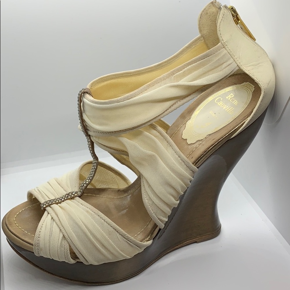 authentic Rene caovilla mesh & leather fancy heels